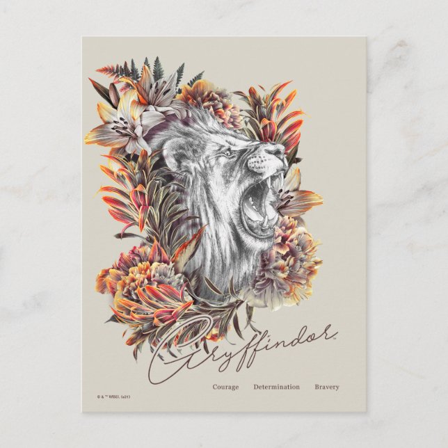 HARRY POTTER™ GRYFFINDOR™  Floral Graphic Postcard (Front)