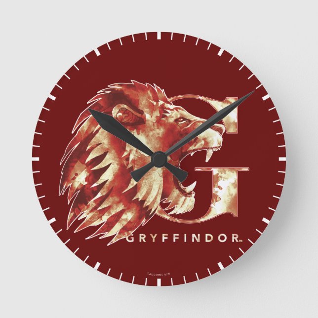 Harry Potter | GRYFFINDOR™ Lion Watercolor Round Clock (Front)