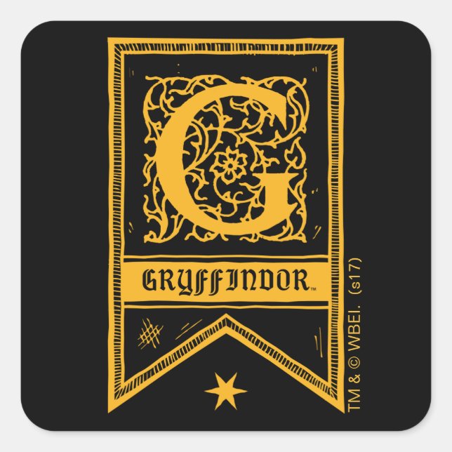 Harry Potter | Gryffindor Monogram Banner Square Sticker (Front)