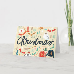 Harry Potter   Happy Christmas With Festive Icons Holiday Card