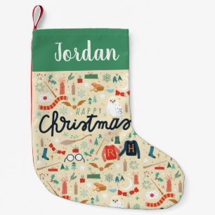 Harry Potter   Happy Christmas With Festive Icons Small Christmas Stocking