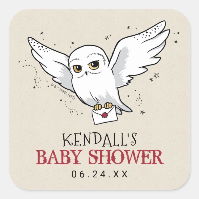 Harry Potter | Hedwig Baby Shower Square Sticker (Front)
