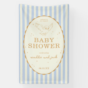 Harry Potter Hedwig Blue Stripe Baby Shower Banner