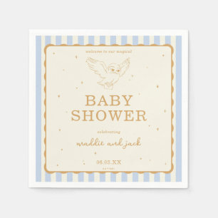 Harry Potter Hedwig Blue Stripe Baby Shower Napkin