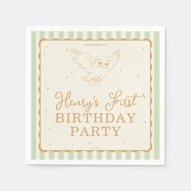Harry Potter Hedwig Green Magical Birthday Napkin (Front)