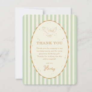Harry Potter Hedwig Green Stripe Birthday Thank You Card