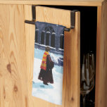 HARRY POTTER™ & Hedwig in HOGWARTS™ Courtyard Kitchen Towel<br><div class="desc">Check out this dreamy illustration of Harry with his owl Hedwig in the courtyard at Hogwarts!</div>