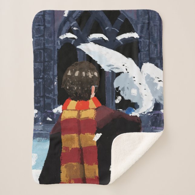 HARRY POTTER™ & Hedwig in the Snow Sherpa Blanket (Front)