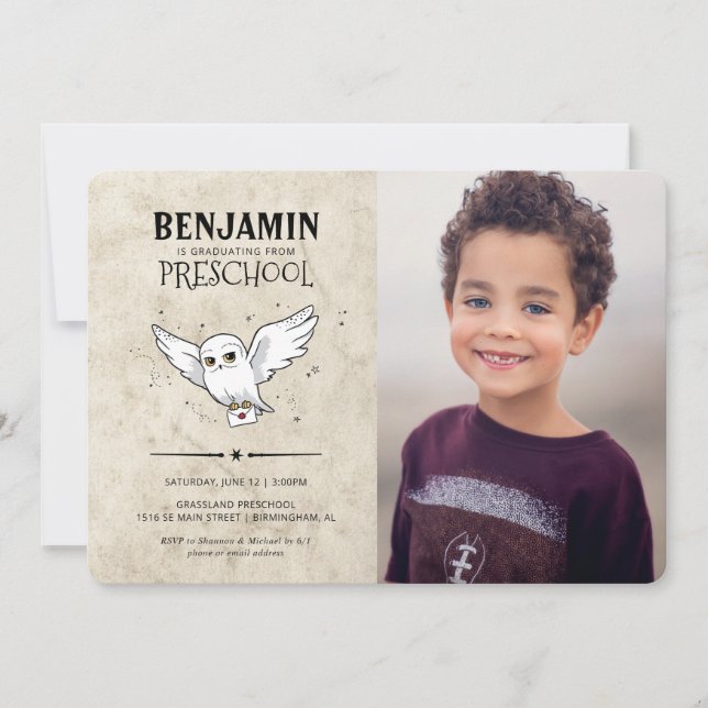 Harry Potter | Hedwig Kids Graduation  Invitation (Front)