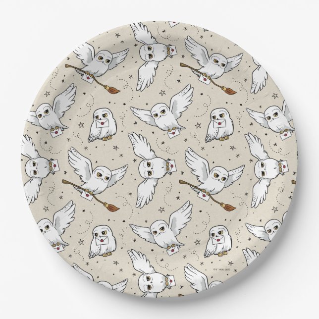 Harry Potter | Hedwig Pattern - Baby Shower Paper Plate (Front)
