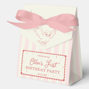 Harry Potter Hedwig Pink Stripe Baby Shower Favor Box