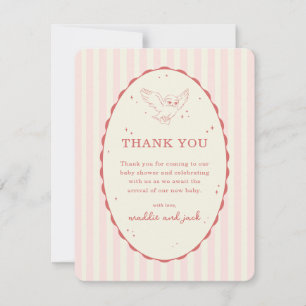 Harry Potter Hedwig Pink Stripe Baby Shower Thank You Card