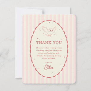 Harry Potter Hedwig Pink Stripe Birthday Thank You Card