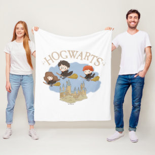 HARRY POTTER™, Hermione, & Ron Fly Over HOGWARTS™ Fleece Blanket