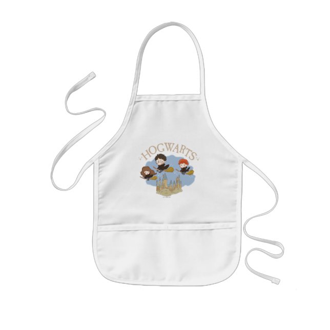 HARRY POTTER™, Hermione, & Ron Fly Over HOGWARTS™ Kids Apron (Front)