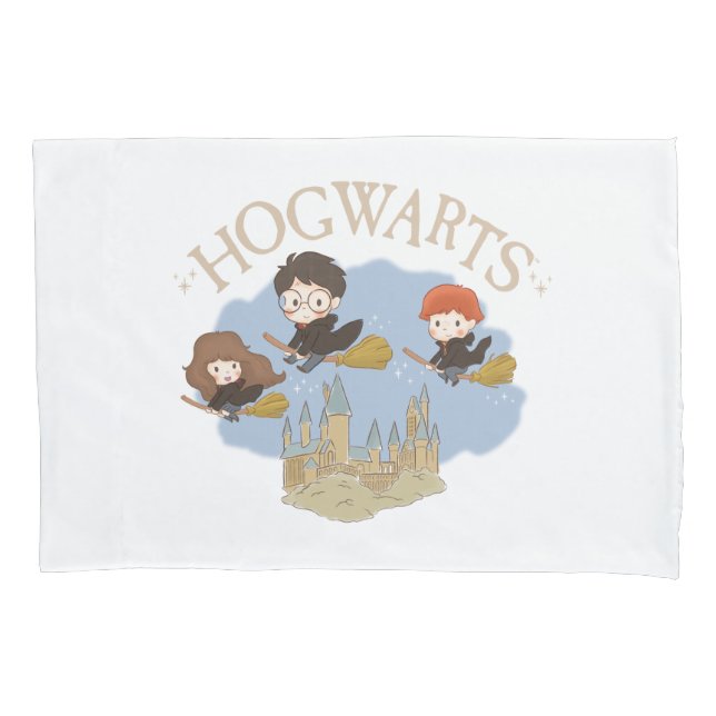 HARRY POTTER™, Hermione, & Ron Fly Over HOGWARTS™ Pillowcase (Front)