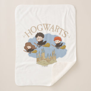 HARRY POTTER™, Hermione, & Ron Fly Over HOGWARTS™ Sherpa Blanket