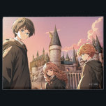 HARRY POTTER™ Hermione & Ron HOGWARTS™ Anime Scene Magnet<br><div class="desc">Step into the wizarding world with this stunning illustration featuring Harry Potter™, Hermione Granger, and Ron Weasley standing before the majestic towers of Hogwarts™ at sunset. Bathed in warm golden light and soft twilight hues, the trio stands ready for whatever magical adventure awaits. With wands in hand and Hogwarts rising...</div>
