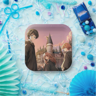 HARRY POTTER™ Hermione & Ron HOGWARTS™ Anime Scene Paper Plate