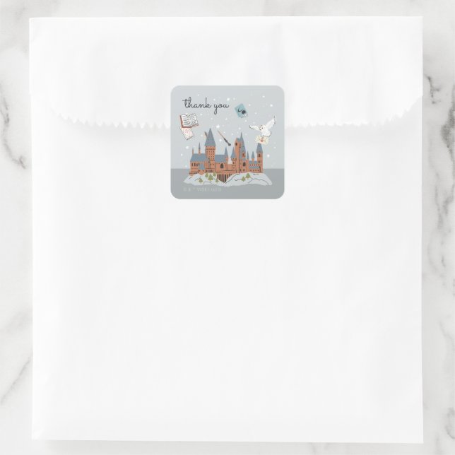 Harry Potter Hogwarts Castle Baby Shower Thank You Square Sticker (Bag)