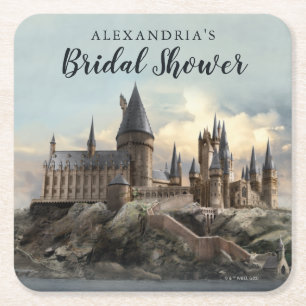 Harry Potter Hogwarts Castle Bridal Shower Square Paper Coaster