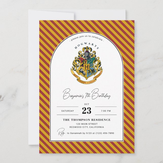 Harry Potter Hogwarts Crest Arch Birthday  Invitation (Front)