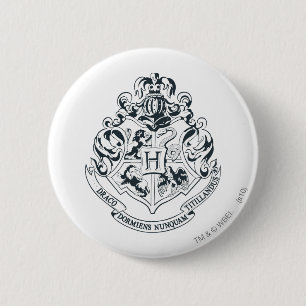 Harry Potter   Hogwarts Crest - Black and White 2 Inch Round Button