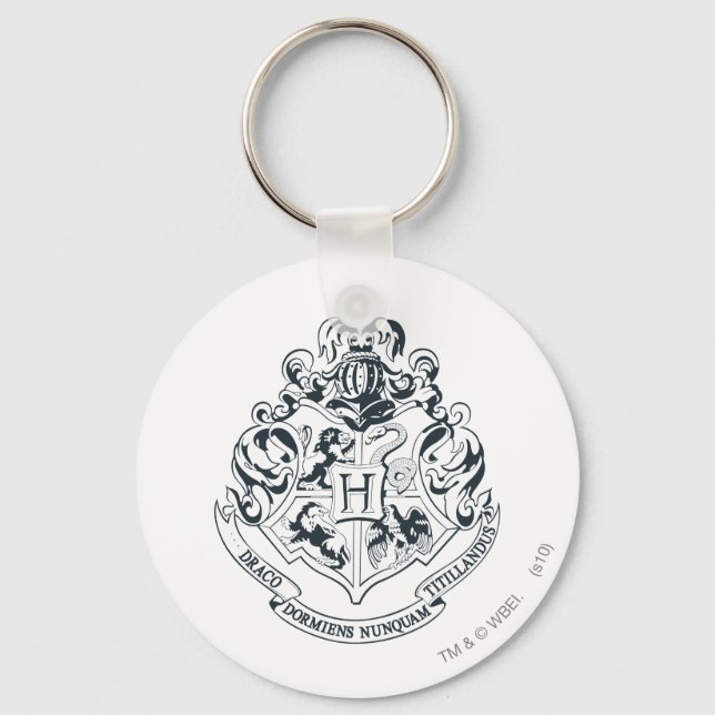 Harry Potter | Hogwarts Crest - Black and White Keychain (Front)
