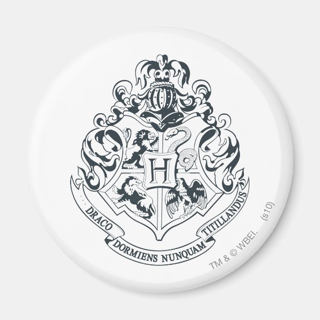 Harry Potter | Hogwarts Crest - Black and White Magnet (Front)