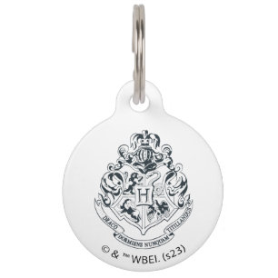 Harry Potter   Hogwarts Crest - Black and White Pet Tag