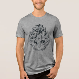 Harry Potter   Hogwarts Crest - Black and White Tri-Blend Shirt