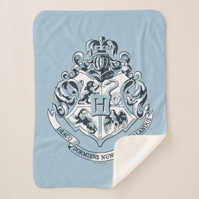 Harry Potter | Hogwarts Crest - Blue Sherpa Blanket (Front)