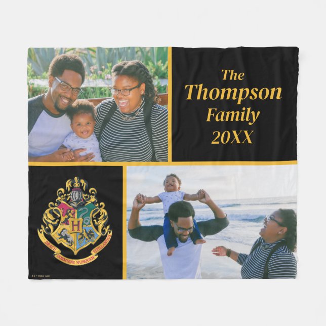 Harry Potter | Hogwarts Crest Family Photo Fleece Blanket (Front (Horizontal))