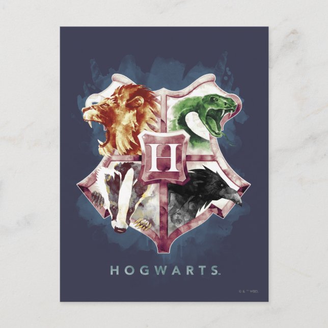 Harry Potter | HOGWARTS™ Crest Watercolor Postcard (Front)