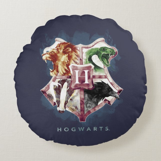 Harry Potter | HOGWARTS™ Crest Watercolor Round Pillow (Front)