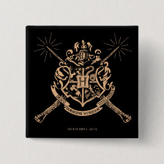 Harry Potter | Hogwarts Crossed Wands Crest 2 Inch Square Button