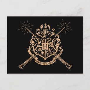 Harry Potter Hogwarts Crossed Wands Crest Postcard