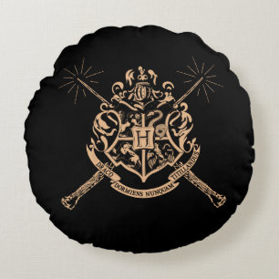 Harry Potter   Hogwarts Crossed Wands Crest Round Pillow