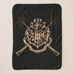 Harry Potter Hogwarts Crossed Wands Crest Sherpa Blanket