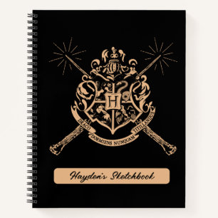Harry Potter   Hogwarts Crossed Wands Crest Sketch Notebook
