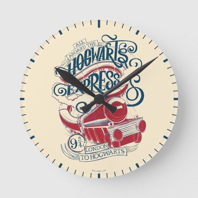 Harry Potter | Hogwarts Express Typography Round Clock (Front)
