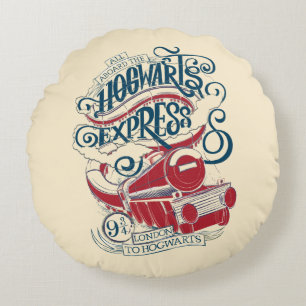 Harry Potter   Hogwarts Express Typography Round Pillow