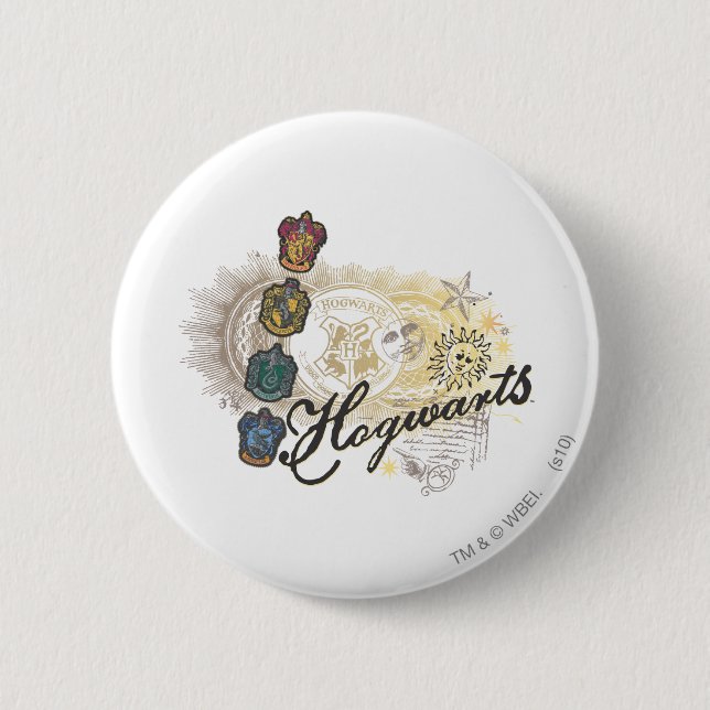 Harry Potter | Hogwarts Houses - Full Colour 2 Inch Round Button (Front)