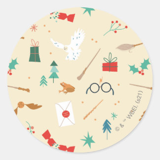 Harry Potter | Holiday Icon Pattern Classic Round Sticker