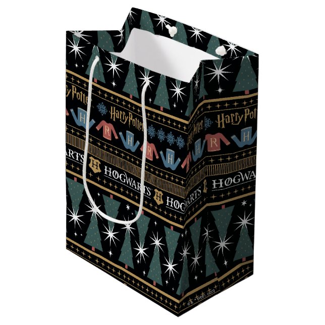 HARRY POTTER™ Holiday Sweater Pattern Medium Gift Bag (Front Angled)