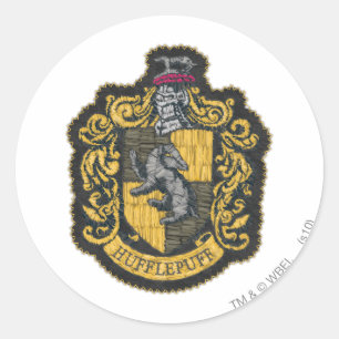 Harry Potter   Hufflepuff Crest Patch Classic Round Sticker