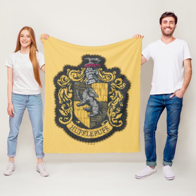Harry Potter | Hufflepuff Crest Patch Fleece Blanket (In Situ)