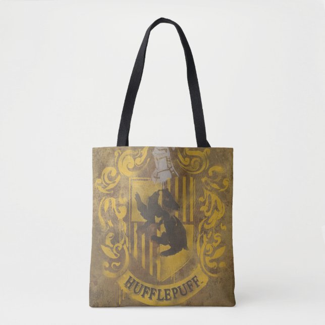 Harry Potter | Hufflepuff Crest Spray Paint Tote Bag (Front)