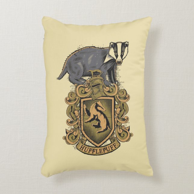Harry Potter | Hufflepuff Crest with Badger Decorative Pillow (Front(Vertical))