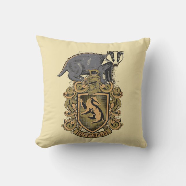 Harry Potter | Hufflepuff Crest with Badger Throw Pillow (Front)